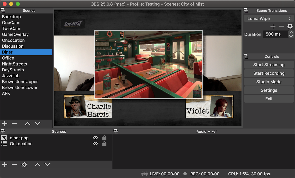 A diner overlay for two players on one webcam